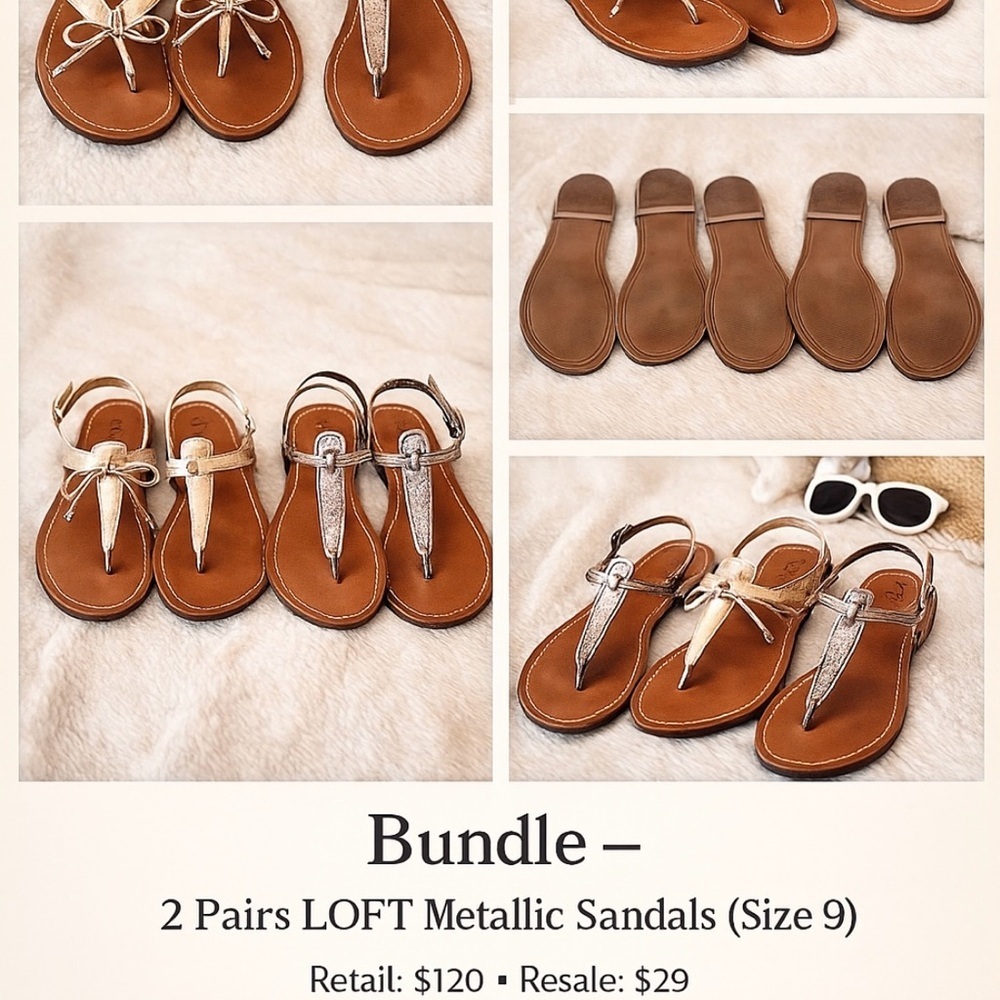 LOFT Metallic Snake-Embossed Sandal Bundle – Size 9M - Picture 2 of 2